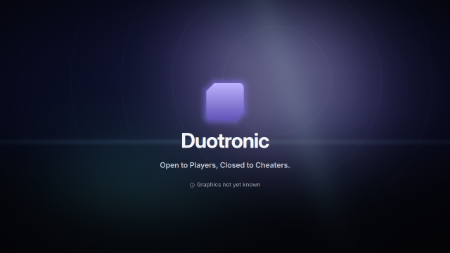 The Duotronic start screen showing the violet mark and a horizon of light.